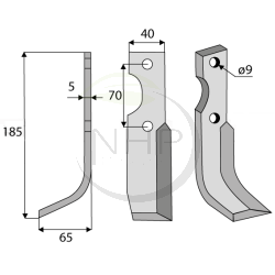 Couteau de fraise gauche rotolabour FORT, ADRIATICA 185mm
