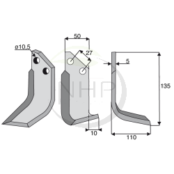 Couteau droit fraise Muratori 12014200