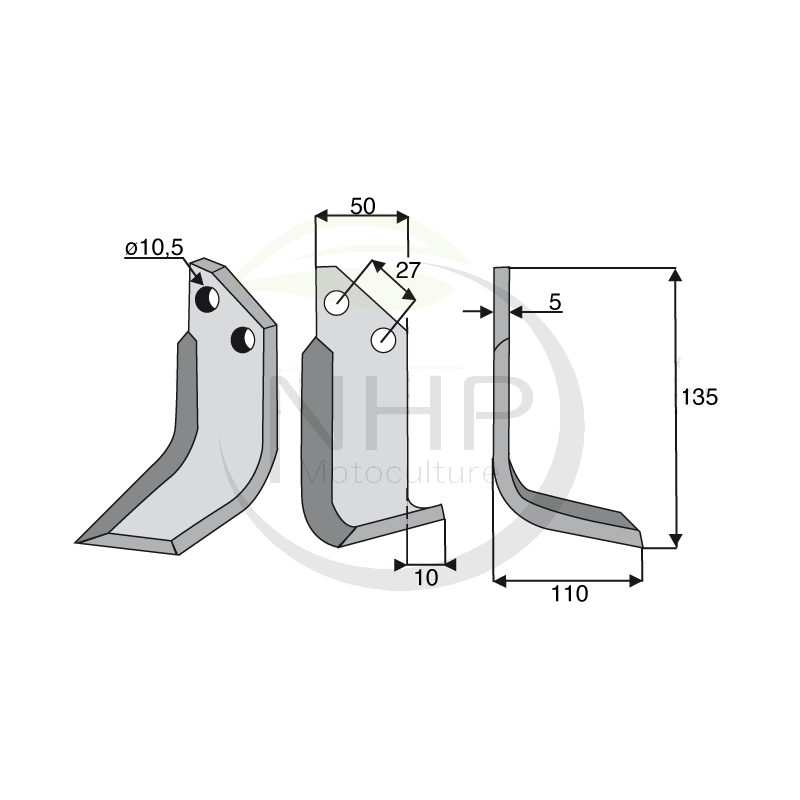 Couteau droit fraise Muratori 12014200