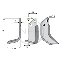 Couteau gauche pour fraise Muratori 12014300