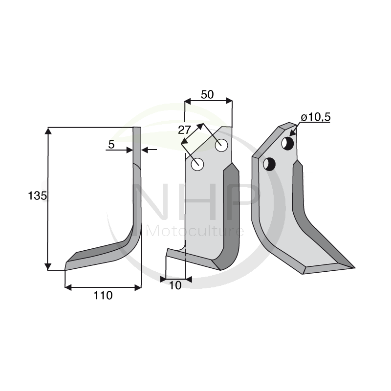 Couteau gauche pour fraise Muratori 12014300