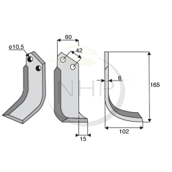Couteau de fraise droit GOLDONI 165mm 4312