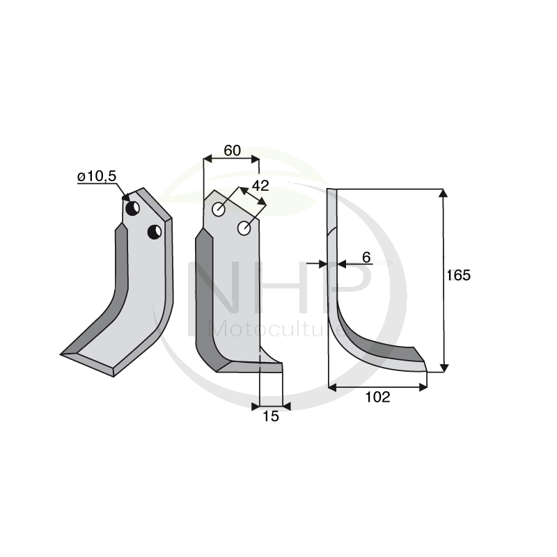 Couteau de fraise droit GOLDONI 165mm 4312