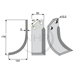 Couteau de fraise gauche GOLDONI 176mm 5323