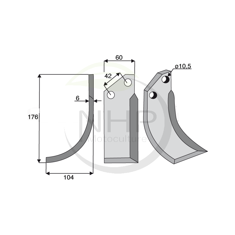 Couteau de fraise gauche GOLDONI 176mm 5323