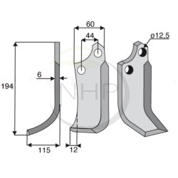COUTEAU FRAISE GAUCHE MOTOCULTEUR MASCHIO - 48000405  - 19100418