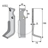 Couteau de fraise bineur gauche pour motoculteur Goldoni 195mm