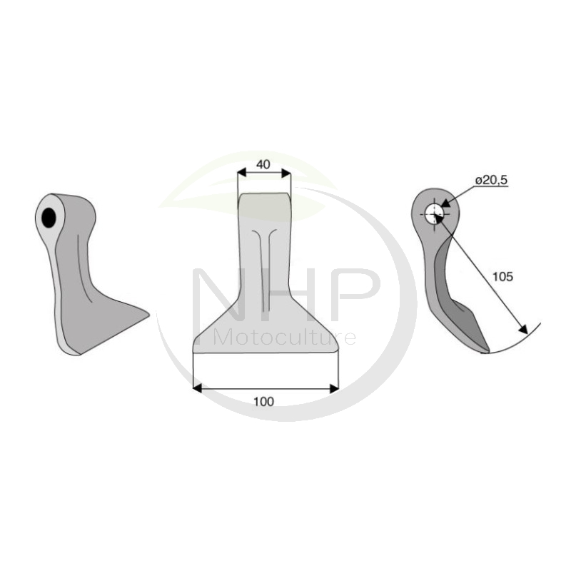 COUTEAU MARTEAU BROYEUR AGRIMASTER 3000548 - DESVOYS - LONGUEUR 100 MM