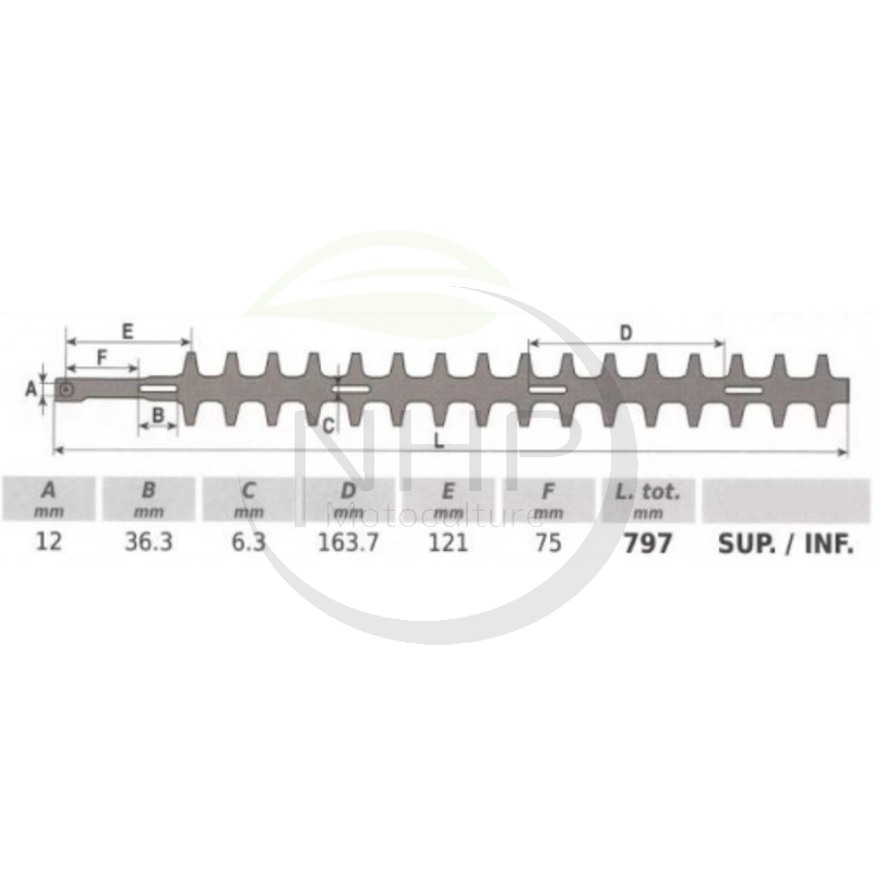 Jeu de 2 lames taille haie KHT 750, KHDD 750 A, Moteur Kawasaki, 797 mm
