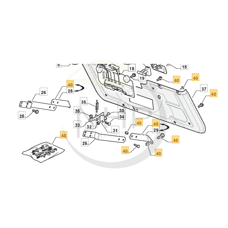 Sachet visserie plaque arrière tracteur tondeuse GGP, CASTELGARDEN, STIGA, ALPINA, MOUNTFIELD 382180146/0