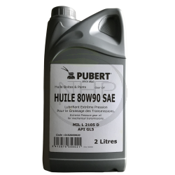 Bidon huile de transmission boites et ponts 2 litres PUBERT 0102000020, SAE 80W90, APIGL5, MIL-L-2105-D