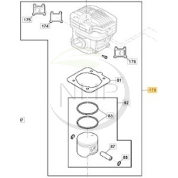 Ensemble cylindre piston tronçonneuse 52cc GGP, CASTELGARDEN, STIGA, 118804248/1, 118805303/0