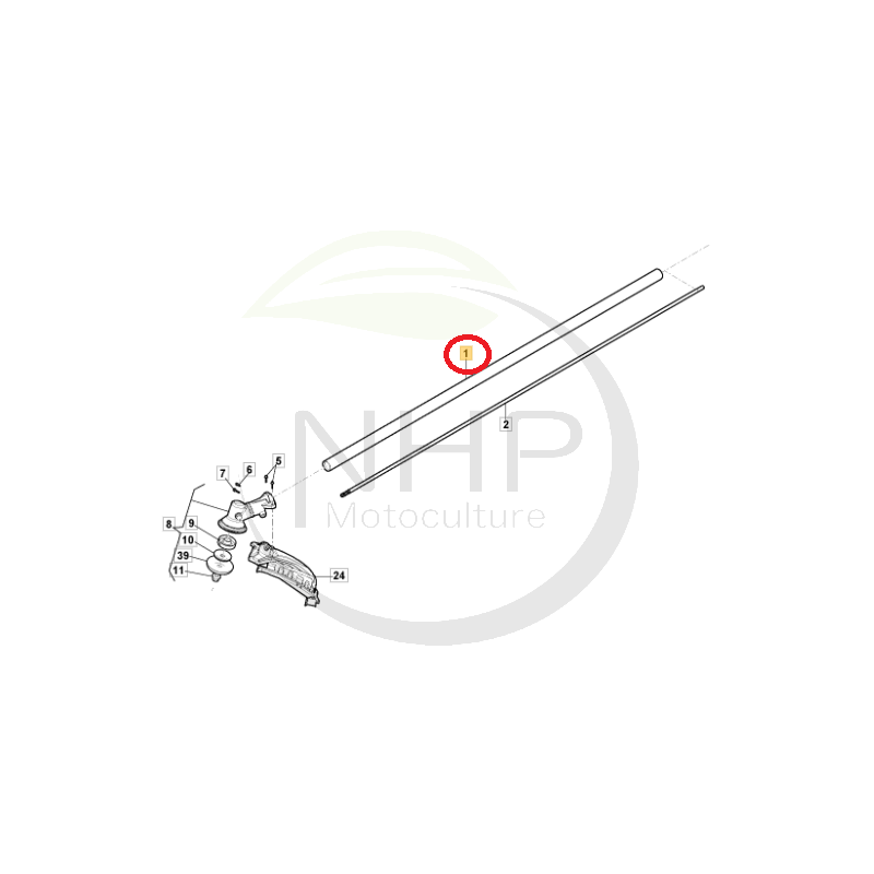 Tube aluminium de transmission pour débroussailleuse STIGA, GGP référence 118805091/0, 1188050910 de diamètre 30 mm