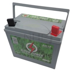 Batterie SANS ENTRETIEN 12 Volt, 28Ah, U1R9, U1-R9, + à droite, pour tracteur tondeuse, 195x130x180 mm