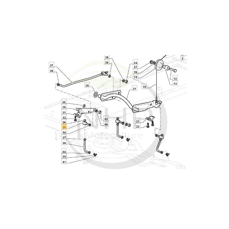 Pivot fixation relevage plateau de coupe  tracteur tondeuse, GGP, CASTELGARDEN, STIGA, 125510107/0, 125510107/1