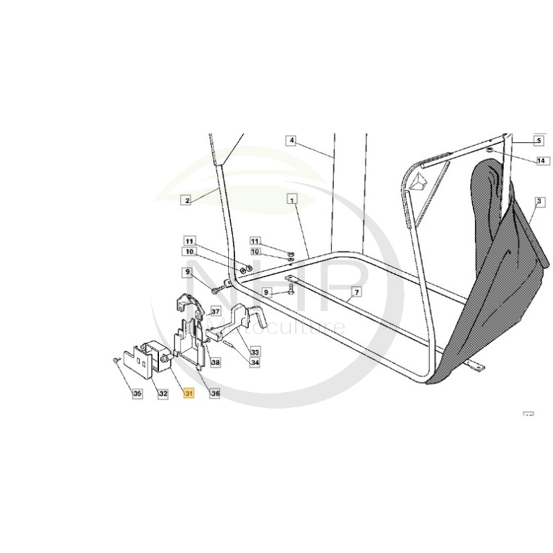Protection micro sécurité de bac GGP, CASTELGARDEN, STIGA, 1136-0280-01, 125600041/0