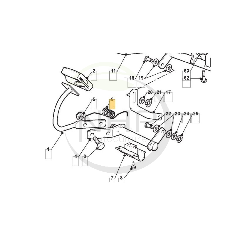 Ressort de rappel pédale tracteur tondeuse, GGP, CASTELGARDEN, STIGA, 125430246/0, 125430246/1, 1254302460, 1254302461