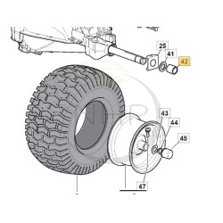 Entretoise de roue tracteur tondeuse, GGP, CASTELGARDEN, STIGA, 125160058/0, 1251600580, 125610058/1, 1251600581