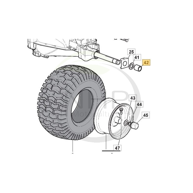 Entretoise de roue tracteur tondeuse, GGP, CASTELGARDEN, STIGA, 125160058/0, 1251600580, 125610058/1, 1251600581