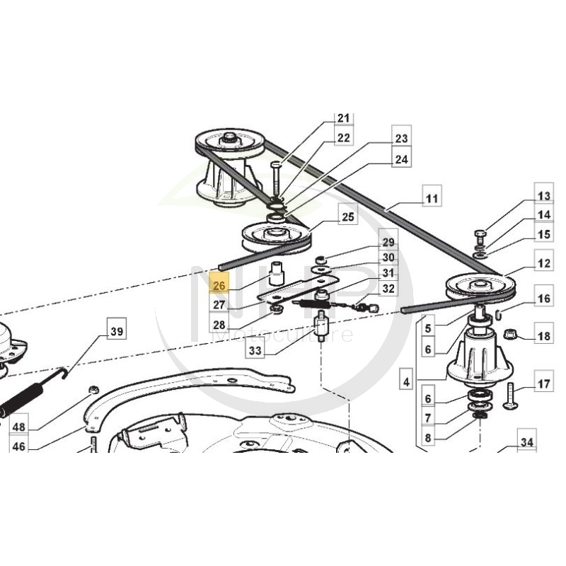 Entretoise de poulie tendeur, GGP, Castelgarden, Stiga 125160056/0, 12516000560