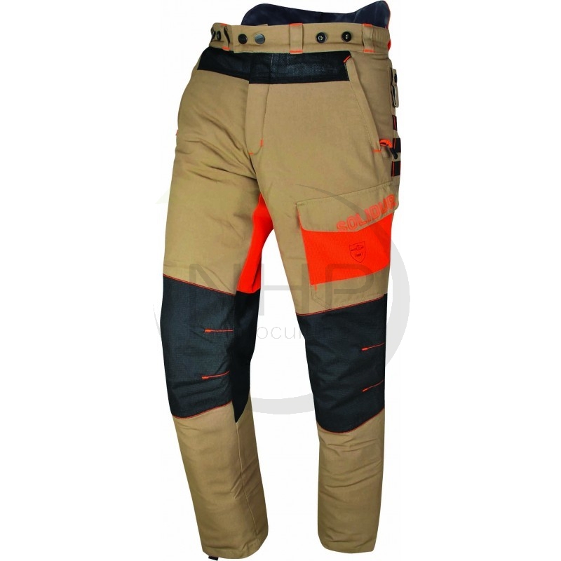 Pantalon de protection tronçonneuse SOFRESH Marron, version longue +7cm