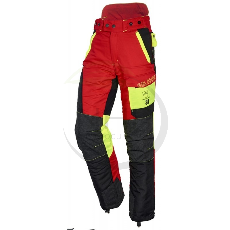 Pantalon de protection tronçonneuse COMFY Rouge et Jaune, classe 3