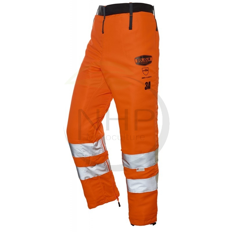 Jambières de protection haute visibilité tronçonneuse, orange, classe 3