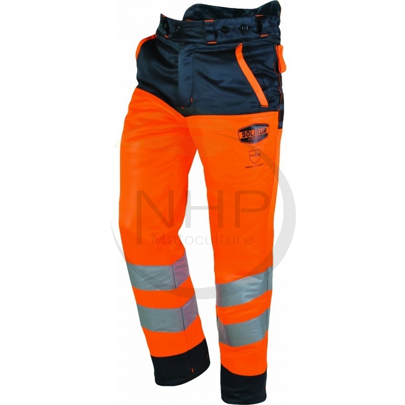 Pantalon de protection tronçonneuse GLOW, haute visibilité, orange