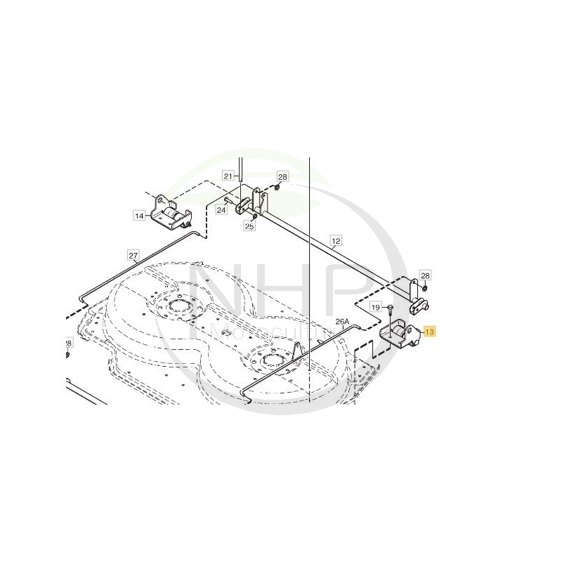 Support gauche avec roulette sur plateau de coupe GGP, CASTELGARDEN, STIGA, 1134-6282-01, 1134628201