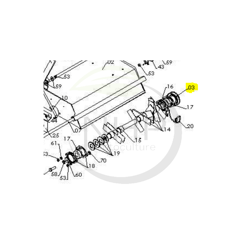 Poulie d'axe de scarificateur Dori, Dorigny SC450PRO référence 2084100