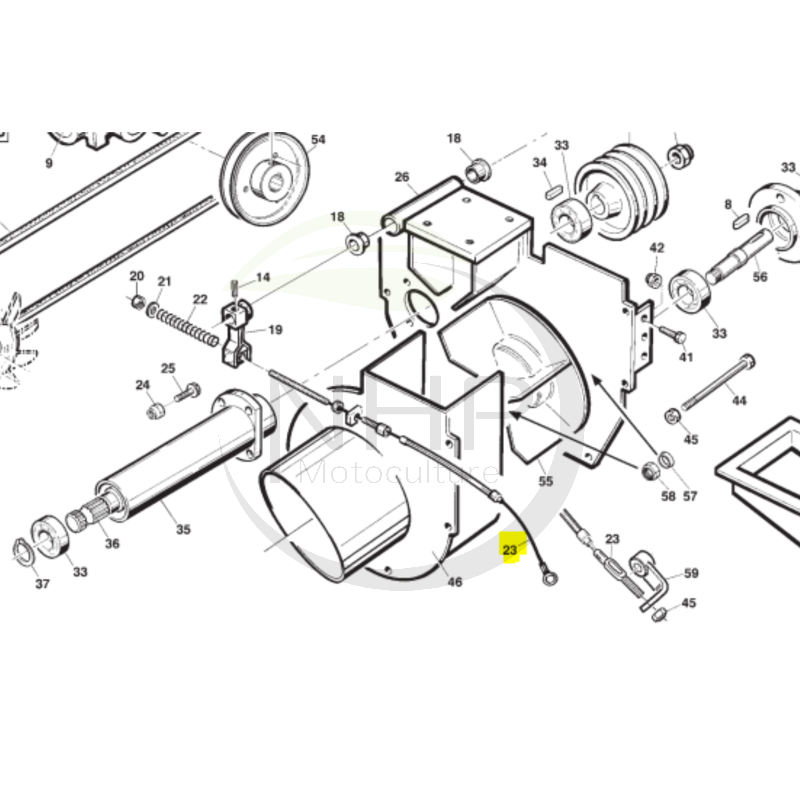 Câble d'embrayage turbine tondeuse GIANNI FERRARI PG160, PG180, PG200 référence 95042210003