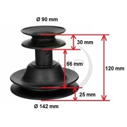 Poulie double MTD 753-0635, 756-0488, 753-0631, 756-0982B, 956-0982B, 7530635, 7560488, 7530631, 7560982B, 9560982B