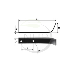 Couteau motoculteur universel réversible longeur 190 mm