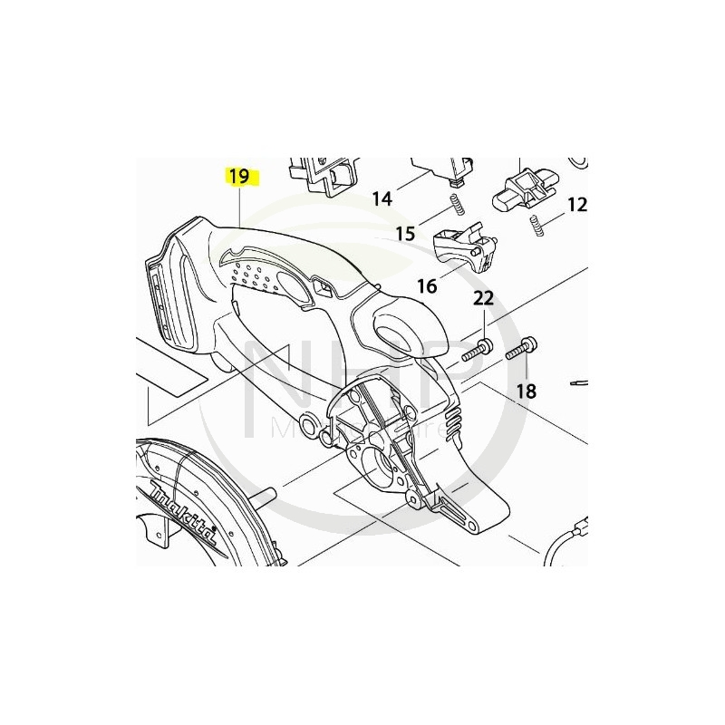 Poignée droite complète MAKITA - DOLMAR 140F53-4