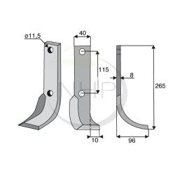 Couteau fraise droit HOWARD 9942, 265mm