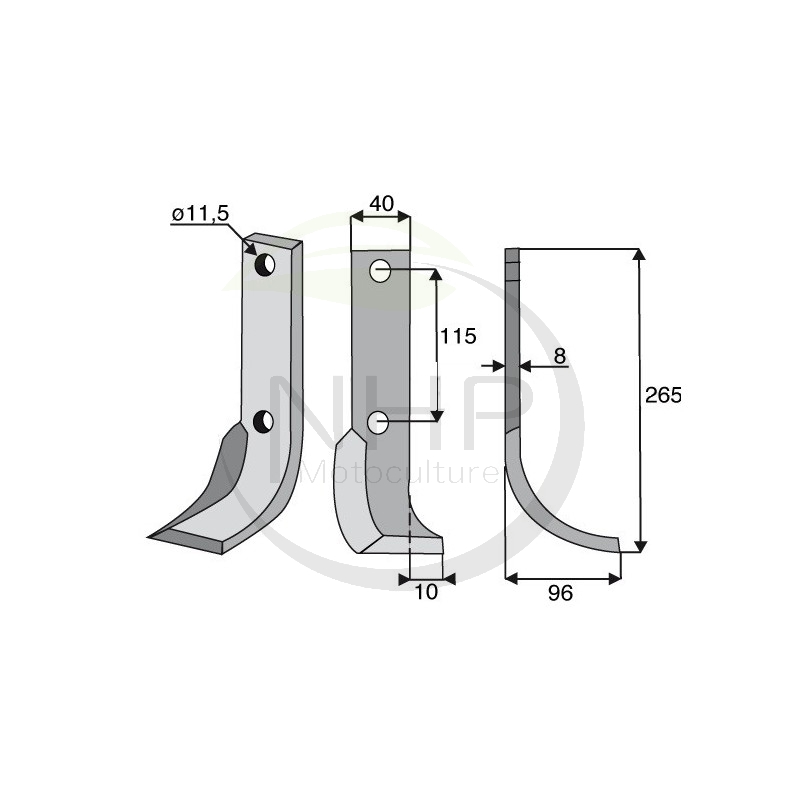 Couteau fraise droit HOWARD 9942, 265mm