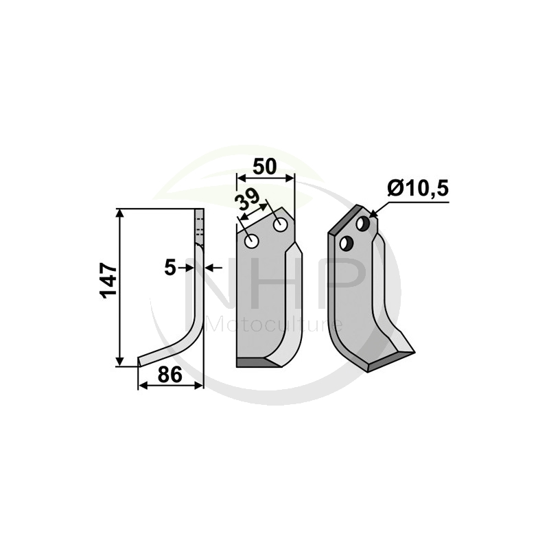 COUTEAU DE FRAISE GAUCHE GOLDONI 21M NEW - 13545 - LONGUEUR 148 MM