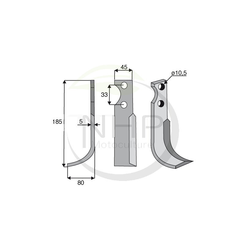 Couteau de fraise gauche GOLDONI 185mm Fraise 22NT, 9401
